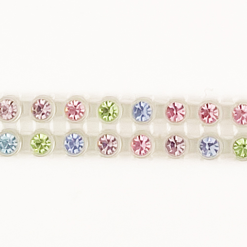 Swarovski Crystal Pastel Double Row Rhinestones 12ss In Clear Plastic Banding Glitz and Glamour