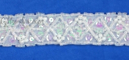 2001 White Beaded Trim 6 Yard Bolt