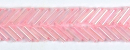 2002 Light Pink Bugle Bead Chevron Trim 6 Yard Bolt