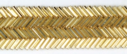 2003 Gold Double Chevron Bugle Bead Trim 6 Yard Bolt