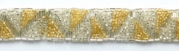 2013 Silver & Gold Beaded Trim 6 Yard Bolt