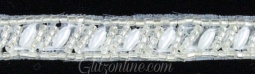 2016 Silver & Pearl Beaded Trim 6 Yard Bolt