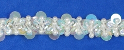 2045 Pearl & Crystal Sequin Beaded Trim 6 Yard Bolt