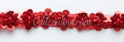 2068 Red Pearl & Holographic Sequin Beaded Trim 6 Yard Bolt