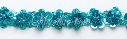 2068 Turquoise Blue Pearl & Holographic Sequin Beaded Trim 6 Yard Bolt