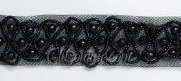 2072 Black Pearl & Black Beaded Trim 6 Yard Bolt