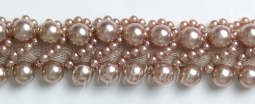 2073 Rose Gold Pearl Beaded Trim 6 Yard Bolt