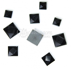 2203 GlitzStone Crystal 10mm Square Flatback Jet Black Rhinestones 1 Dozen