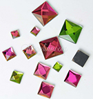 2203 GlitzStone Crystal 6mm Square Flatback Vitrial Medium Rainbow Rhinestones 1 Dozen