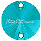 3200 GlitzStone Crystal Aquamarine Blue 8mm Rivoli Flatback Sew-On Rhinestones 1 Dozen