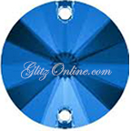 3200 GlitzStone Crystal Sapphire Blue 12mm Sew On Rivoli Rhinestones 1 Dozen