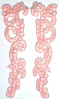 4003 Light Pink Holographic Sequin & Beaded Applique Pair