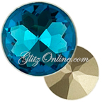 1201 GlitzStone Crystal 27mm Aquamarine Blue Cushion Back Round Rhinestones Single Piece