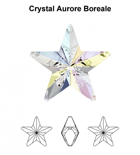 4745 Swarovski Crystal AB Rhinestone Star (1 Box=144 pieces) 10mm