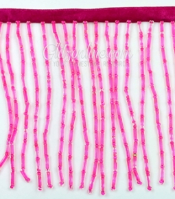 Hot Pink 2 Inch Beaded Fringe 10 Yard Bolt