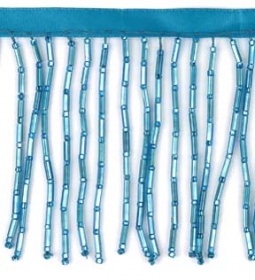 Turquoise Blue 2 Inch Beaded Fringe 10 Yard Bolt