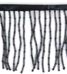 Black 2 Inch Beaded Fringe 10 Yard Bolt