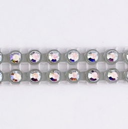 Swarovski Crystal AB Double-Row Rhinestones 12ss In Clear Plastic Banding