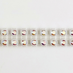 Swarovski Crystal AB Double-Row Rhinestones 12ss In White Plastic Banding