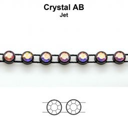 Swarovski Crystal AB Rhinestone Chain 9ss In Black Plastic Banding