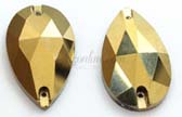 312 Glitzstone Metallic Gold Sew On Pear Rhinestones