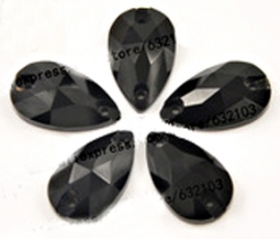 312 Glitzstone Jet Black Pear Sew On Rhinestones