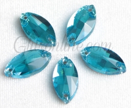 313 Glitzstone Aqua Navette Sew On Rhinestones