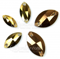 313 Glitzstone Metallic Gold Sew On Navette Rhinestones