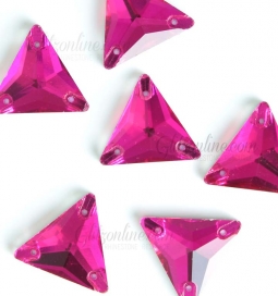 317 Glitzstone Fucshia Sew On Triangle Rhinestones