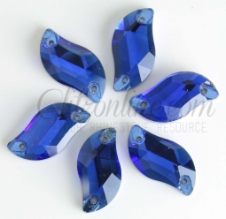 3254 Glitzstone Sapphire Blue Sew On Leaf Rhinestones