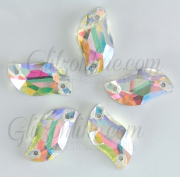 319 Glitzstone Crystal AB Sew On Leaf Rhinestones
