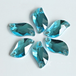 319 Glitzstone Aqua Sew On Leaf Rhinestones