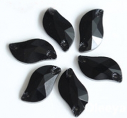 319 Glitzstone Jet Black Sew On Leaf Rhinestones