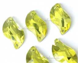 3254 Glitzstone Citrine Yellow Sew On Leaf Rhinestones