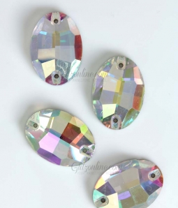 320 Glitzstone Crystal AB Sew On Oval Rhinestone