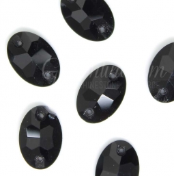 320 Glitzstone Jet Black Sew On Oval Rhinestones