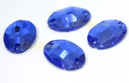 320 Glitzstone Sapphire Blue Sew On Oval Rhinestones