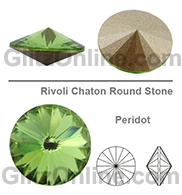 1122 Swarovski Crystal Peridot Green 12mm Rivoli Rhinestones 6 Pieces