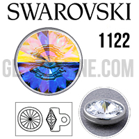 1122 Swarovski Crystal AB Silver 11mm Rivoli Rhinestone Shank Button