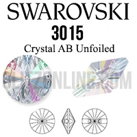 3015 Swarovski Crystal AB 10mm UNFOILED Rivoli Rhinestone Sew-Thru Button