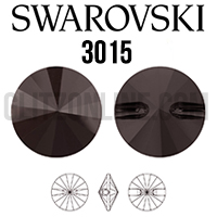 3015 Swarovski Crystal Jet Nut 16mm Rivoli Rhinestone Sew-Thru Button
