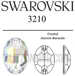 3210 Swarovski Crystal AB 10x7mm Sew-on Oval Rhinestones 6 Pieces