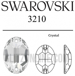 3210 Swarovski Crystal 10x7mm Sew-on Oval Rhinestones 6 Pieces