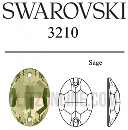3210 Swarovski Crystal Sage 24x18mm Sew-on Oval Rhinestones 1 Piece