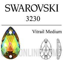 3230 Swarovski Crystal Vitrail Medium 18x10mm Teardrop Sew-on Rhinestones 1 Piece