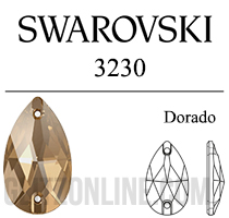 3230 Swarovski Crystal Dorado 18x10mm Teardrop Sew-on Rhinestones 6 Pieces