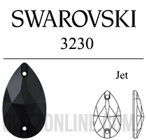 3230 Swarovski Crystal Jet Black 12x7mm Teardrop Sew-on Rhinestones 6 Pieces