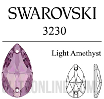3230 Swarovski Crystal Light Amethyst 12x7mm Teardrop Sew-on Rhinestones Factory Pack 96 Pieces