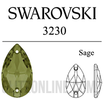 3230 Swarovski Crystal Sage Green 18x10mm Teardrop Sew-on Rhinestones 6 Pieces