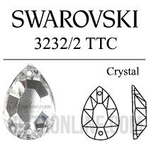 3232/2 Swarovski Crystal 10x7mm TTC Pear Sew-on Rhinestones 1 Dozen